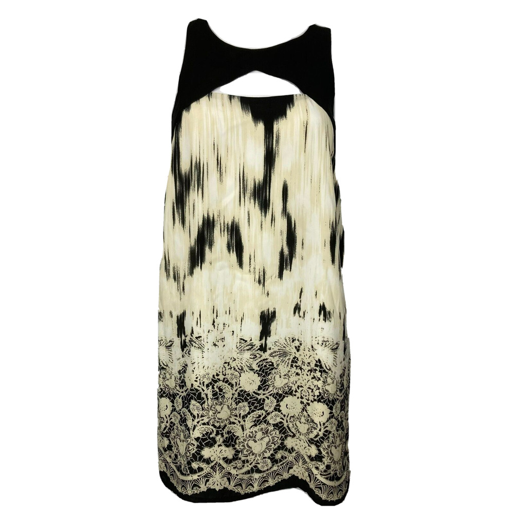 Silence + Noise Dress Womens Sz Small Black Ivory Shift‎ Cutout Racerback